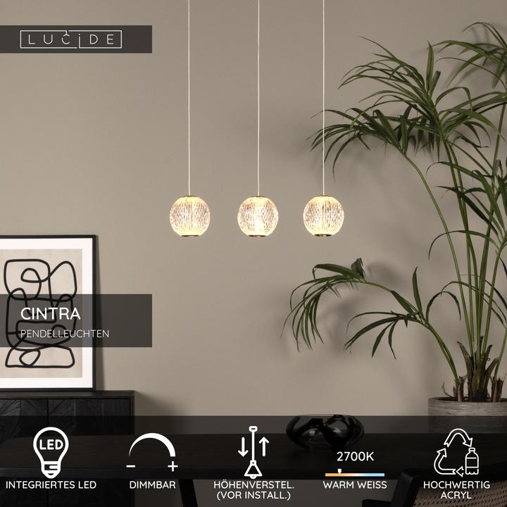 Actual product image Lucide CINTRA - Pendant luminaires - LED - 1x12,6W 2700K - Transparent 13499/12/60 (283 lm)