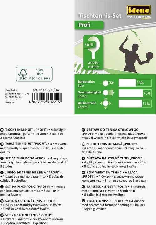 Produktbild Idena Tischtennis-Set Profi 13teilig