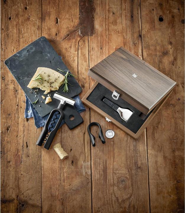 Productafbeelding WMF Sommelier Wijn Set 3st Kurkentrekker Flesstopper Walnoot Hout Doos Baric (Flesopener set)