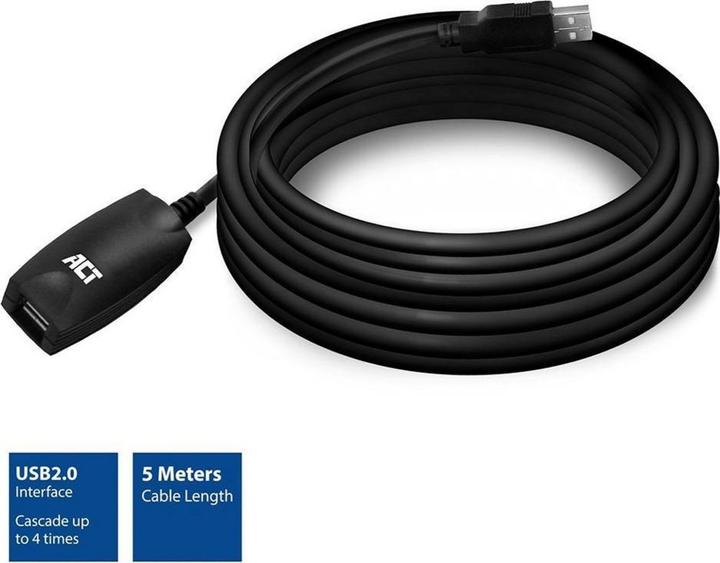 Produktbild ACT AC6005 USB Kabel 5 m 2.0 USB A Schwarz (5 m, USB 2.0)