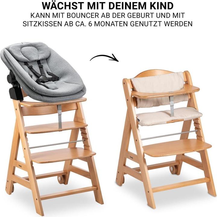 Actual product image Hauck Hochstühle Beta Plus Natural 5-tlg. Newbornset - Hochstuhl (Stair high chair)