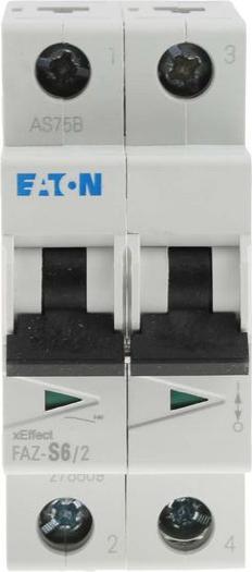 Actual product image Eaton Automatic circuit breaker 2-pole 6A