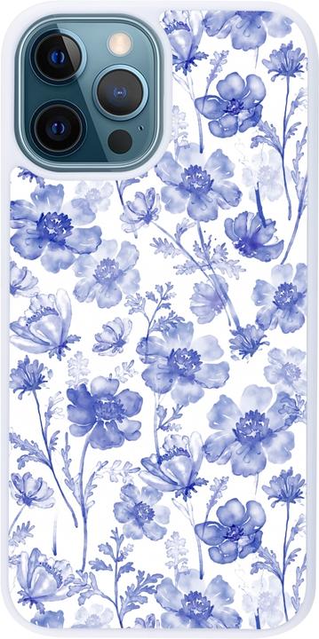 Produktbild PhoneLook Hülle Silikon weiss Spring 23 watercolor blue flowers (Apple iPhone 12)