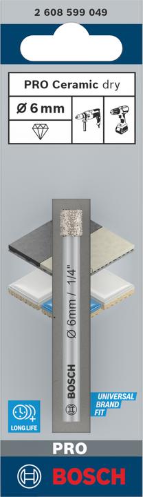 Produktbild Bosch Professional Zubehör PRO Ceramic dry Bohrer, 6 x 66 mm (6 Millimeter)