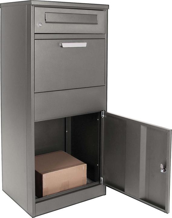 Produktbild Wiltec Paketkasten Standbriefkasten grau 50x37x11cm Paketbox Zuhause Stahl