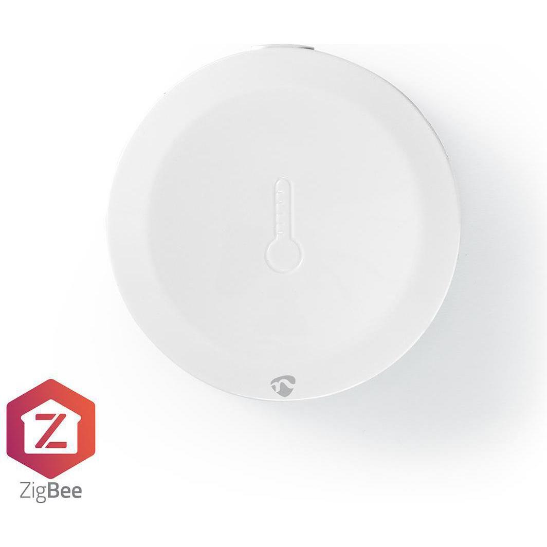 Nedis Smart Klimasensor ZBSC10WT Zigbee 3.0 Batteriebetrieben Android™ / IOS Weiss, Thermometer + Hygrometer, Weiss