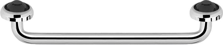 Image du produit Star Piercing Surface Barbell femelle argent 90° avec deux disques cristal noir (sans laiton, Acier chirurgical 316L)