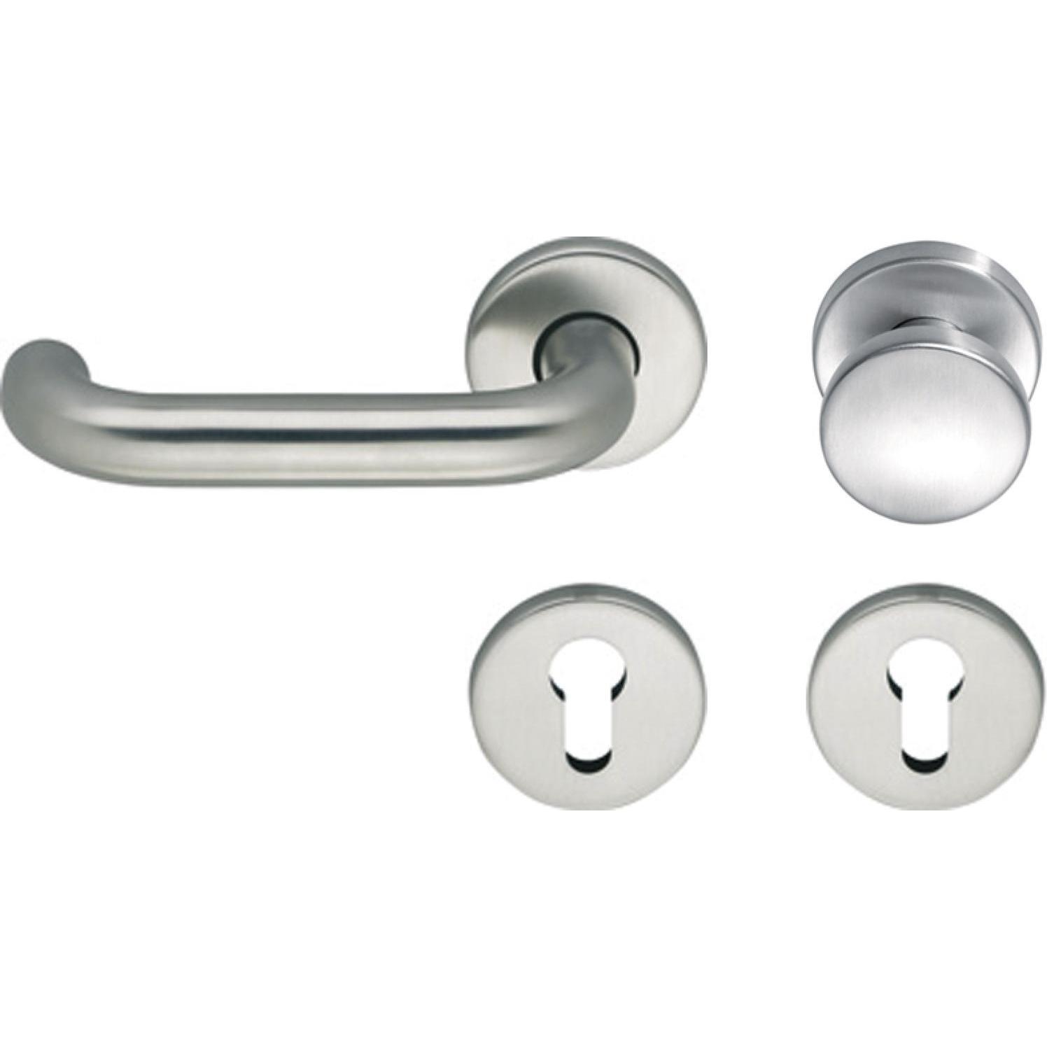 ECO, Türgriff + Fenstergriff, Wechselgarnitur D 110/R mit Rosette PZ, TS 40-66 mm, silber eloxiert (Türgarnitur)