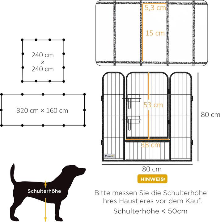 Produktbild PawHut Welpenauslauf Stahl Grau