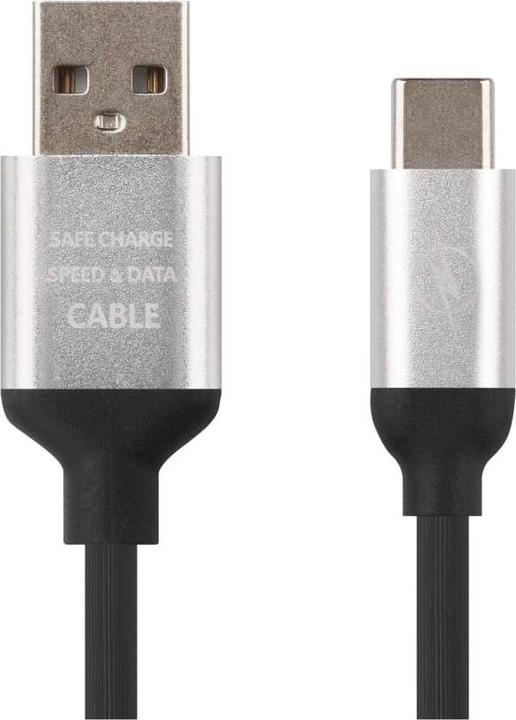 Actual product image Emos USB cable 2.0 A plug - C plug 1m, black (1 m, USB 2.0, 18 W)