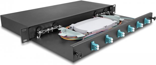 Delock 19? LWL Spleissbox 6 x LC Duplex OM3 1HE spleissfertig komplett bestückt