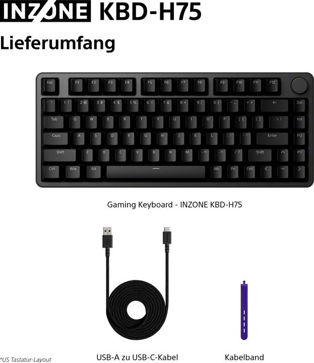 Actual product image Sony Inzone KBD-H75 (DE, Cable)