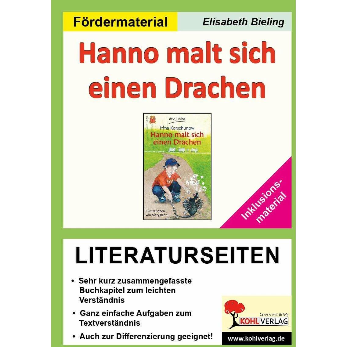 Hanno malt sich einen Drachen - Literaturseiten / Inklusionsmaterial, Schulbücher von Elisabeth Bieling