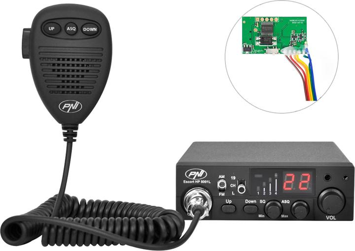 Actual product image PNI Escort HP 8001L CB radio package and ECH01 Echo and Roger Beep module