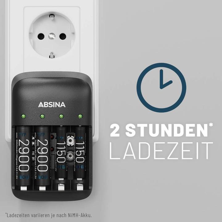 Image du produit Absina Chargeur X4 (1 pcs, AAA, 9V Block, AA, Chargeurs sans batterie)