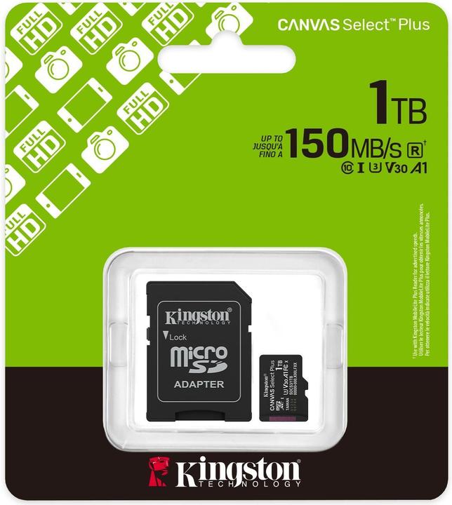 Produktbild Kingston Canvas Select Plus microSDXC 1TB Gen3 (1000 GB, microSDXC, U3, UHS-I)