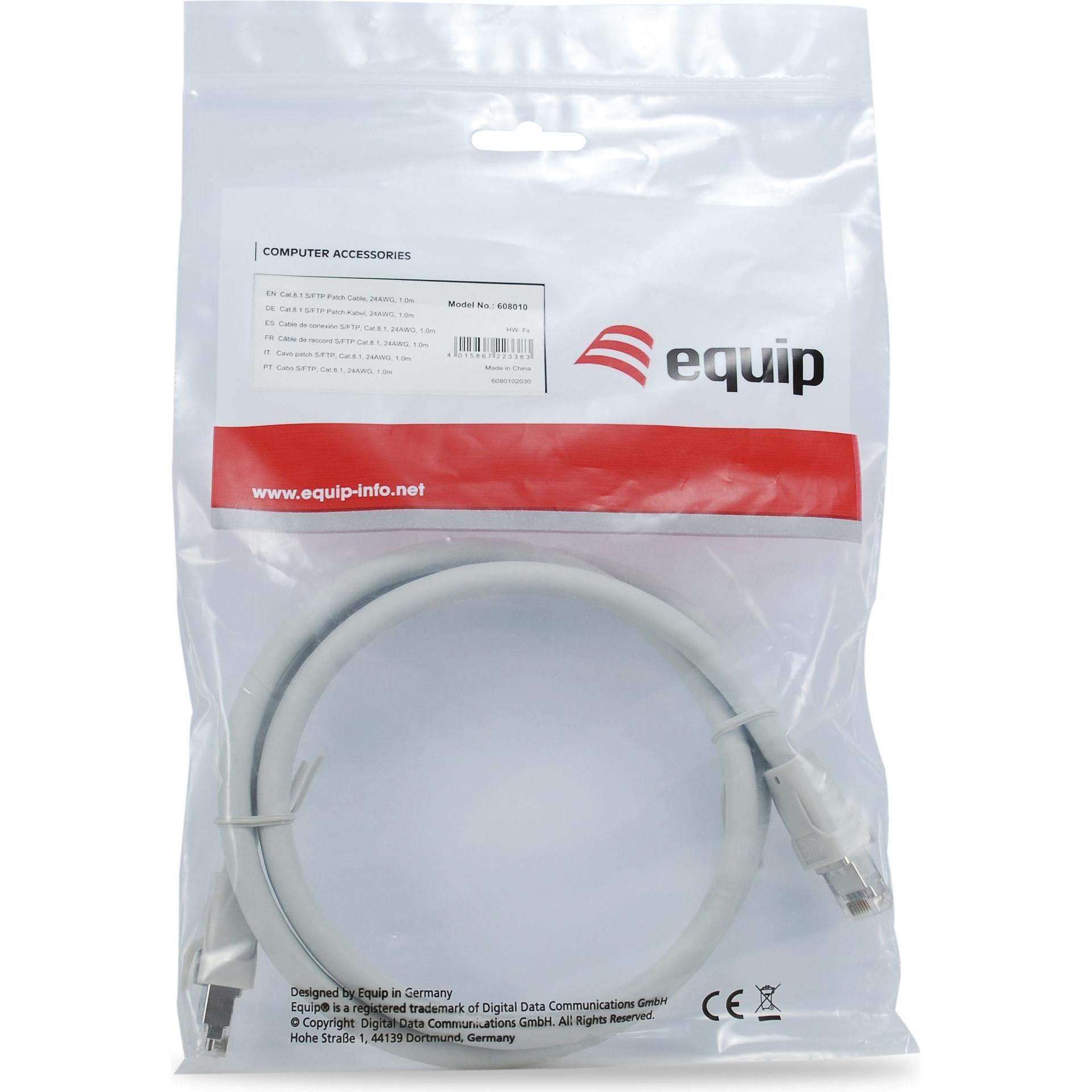Thumbnail - equip RJ-45 - RJ-45, M/M S/FTP, 24AWG PoE++, LSZH (S/FTP, CAT8.1, 0.50 m), Netzwerkkabel