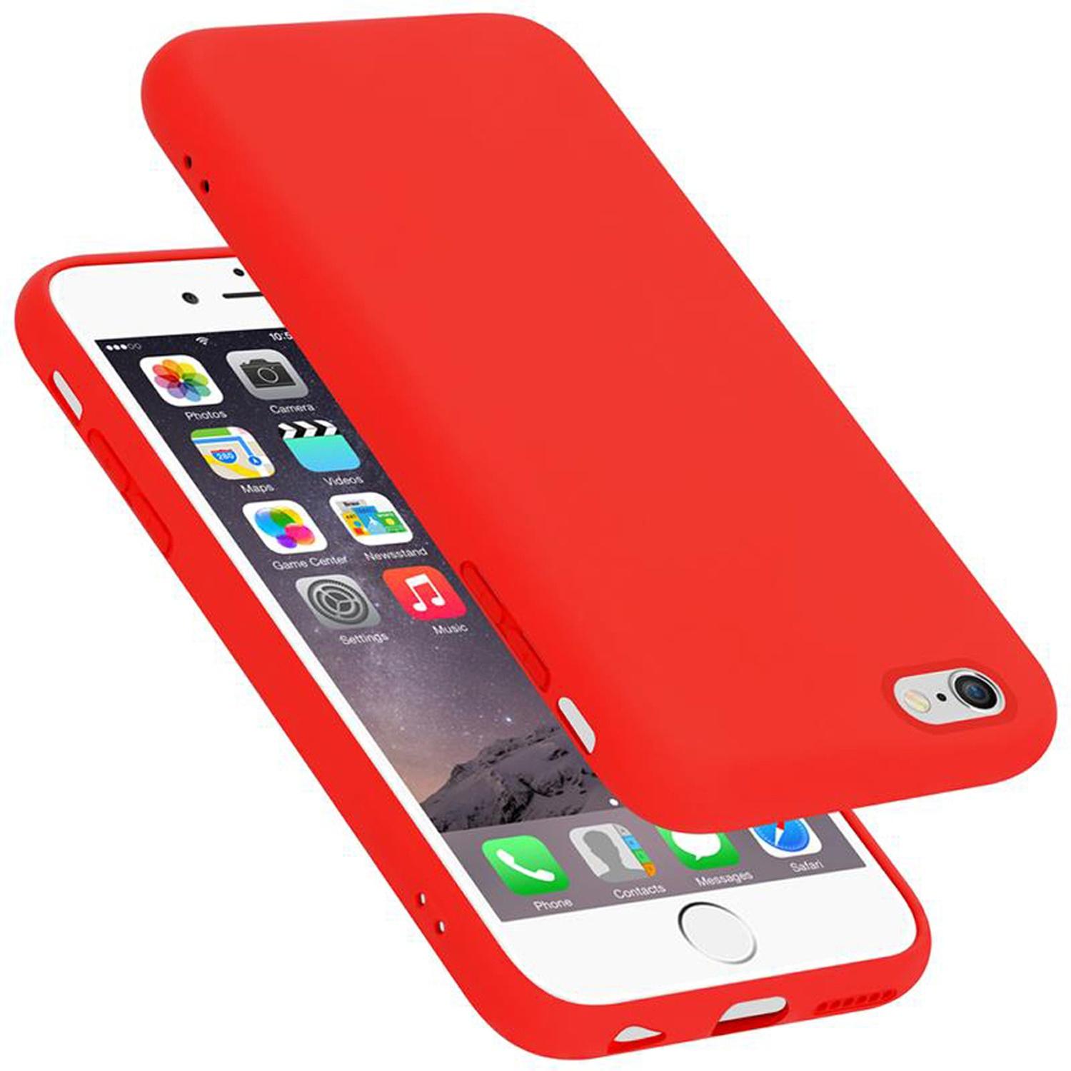 Cadorabo TPU Liquid Silicone Case Cover (Apple iPhone 6), Smartphone Hülle, Rot
