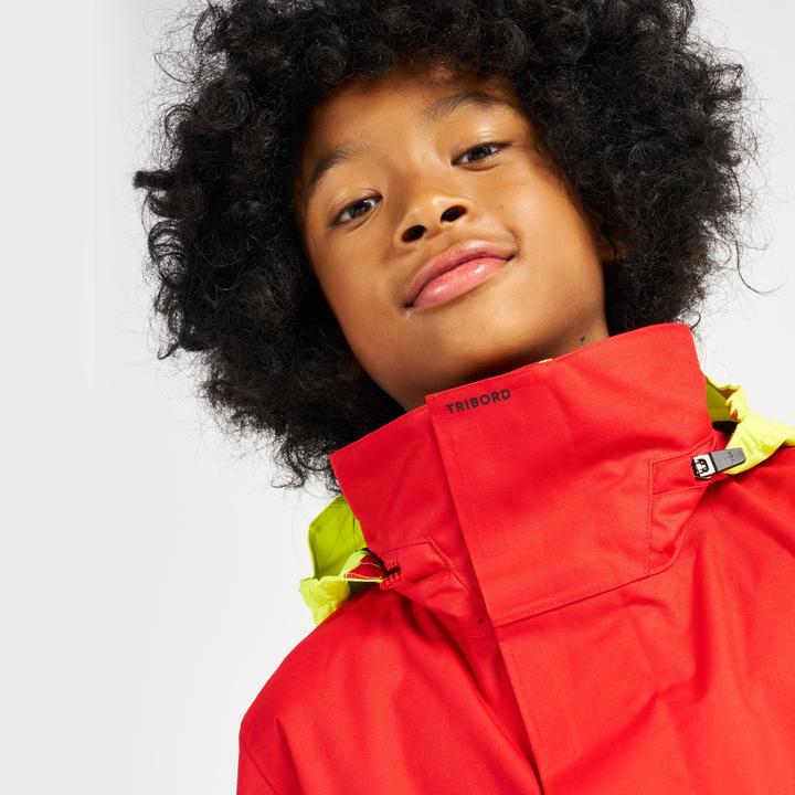 Produktbild Tribord Regenjacke Segeljacke Kinder wasserdicht winddicht - Sailing 300 rot/gelb (122)