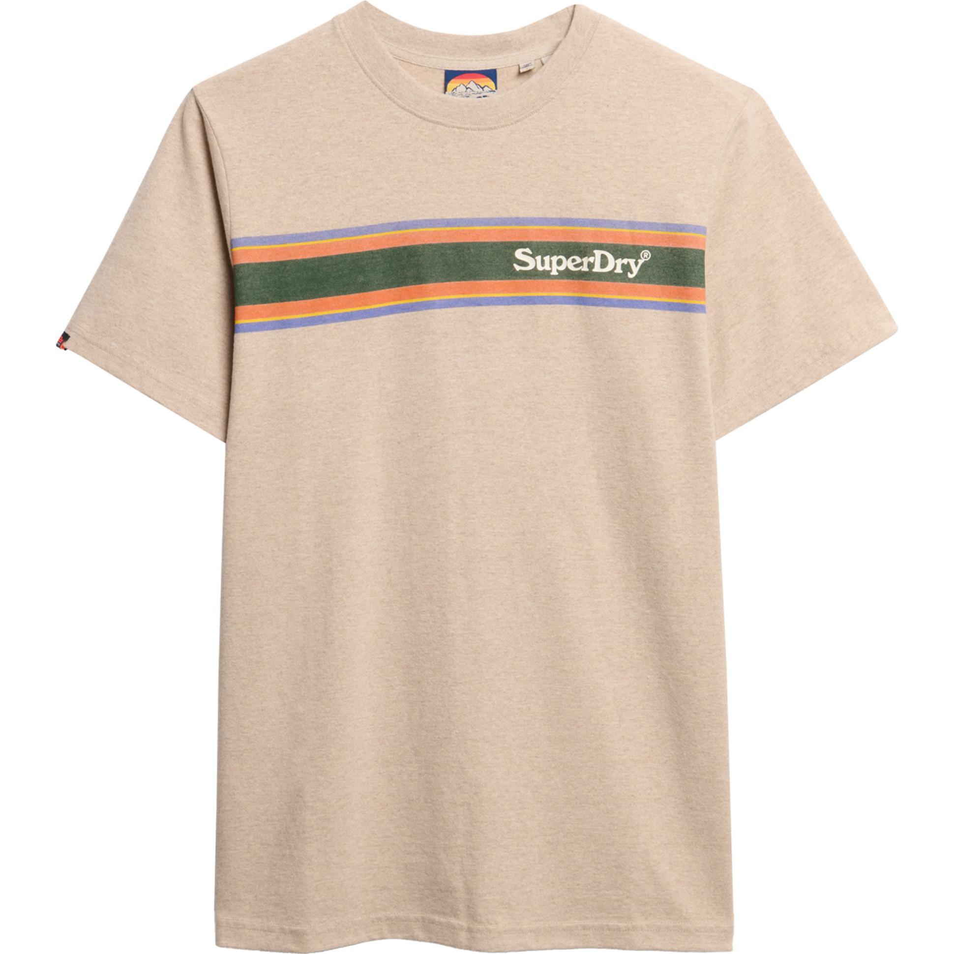Superdry, Herren, Shirt, Lässiges Venue T-Shirt mit Streifen und Logo, Beige, (M)