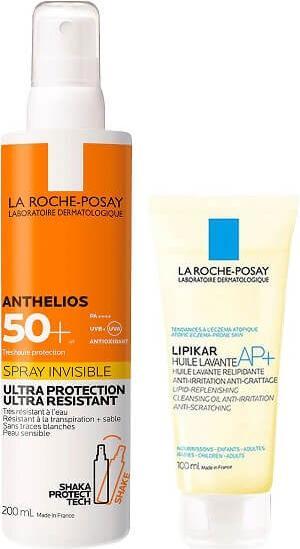 La Roche Posay Anthelios Zonnebrandcrème Spf 50 200 Ml En Lipikar Reinigingsolie Ap Anti-roodheid 100 Ml (Zonnecrème, SPF 50, 200 ml)