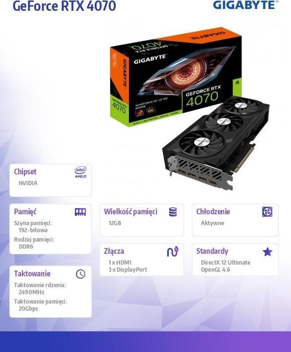 Produktbild Gigabyte VGA GBT RTX4070 12GB Windforce 3X OC V2 (12 GB)