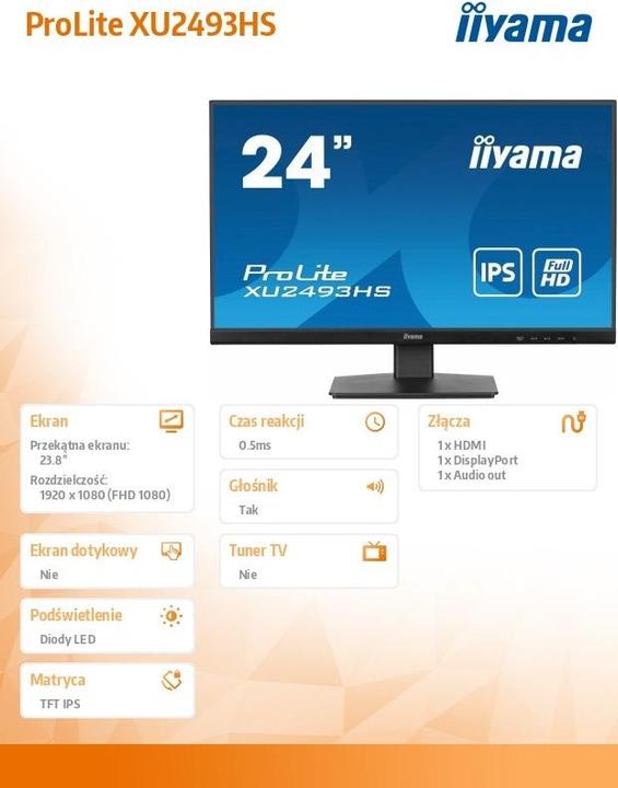 Produktbild iiyama ProLite XU2493HS-B6 (1920 x 1080 Pixel, 23.80")