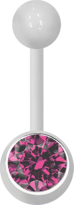 Actual product image Star Piercing Banana white with ball and ball crystal pink (without brass, Plastic)