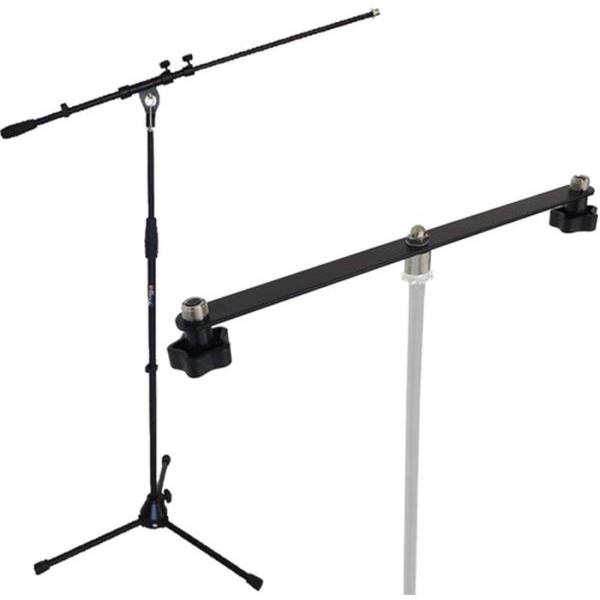 keepdrum STB01 Stereo-Schiene T-Bar mit Mikrofonständer, Mikrofonständer, Schwarz