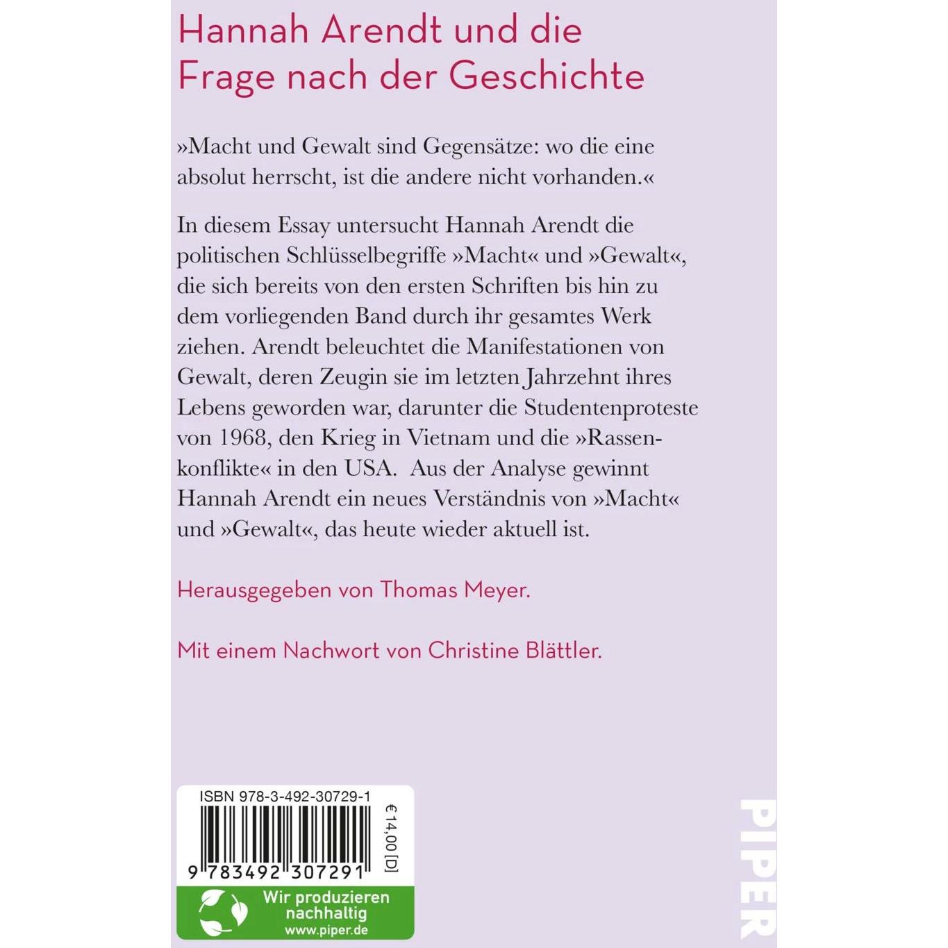 Thumbnail - Macht und Gewalt, Sachbücher von Thomas Meyer, Hannah Arendt, Christine Blättler, Gisela Uellenberg