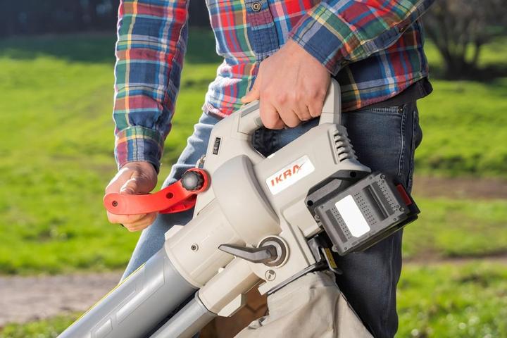 Actual product image Ikra 3-in-1 Leaf Vacuum Blower Shredder with 2 Rechargeable Batteries & Dual Charger (Rechargeable battery operated, Leaf blower, Leaf vacuums)