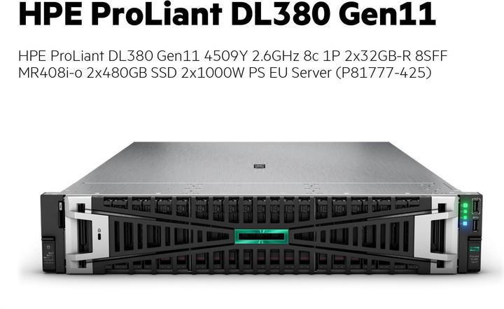 Immagine prodotto HP HPE DL380 G11 4509Y, 64GB, 2 x 480GB SSD, RPS (64 GB, Server Rack)