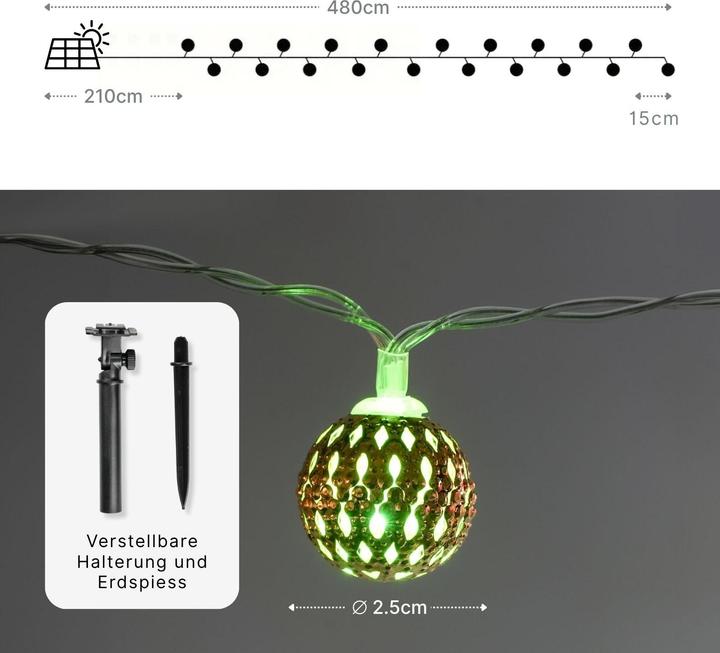 Produktbild Hermex Orientalische Deko 4.8m Marokkanische LED Solar Lichterkette (4.80 m)