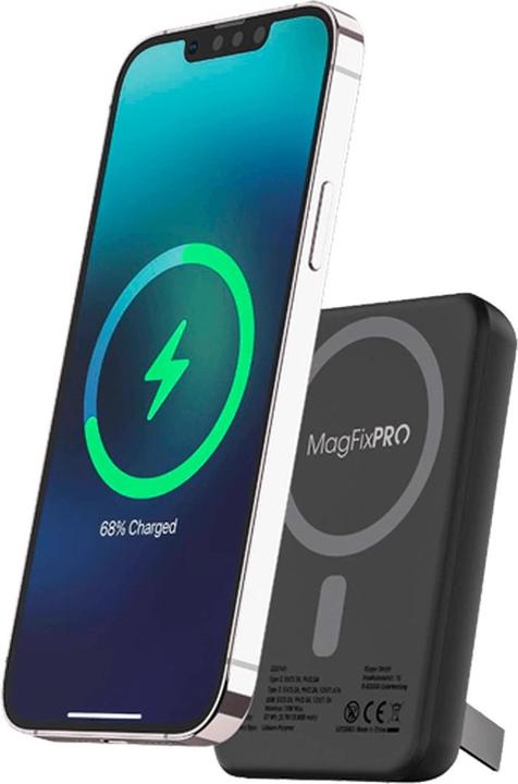 Produktbild Xlayer Magfix Pro Kabelloses Schnellladegerät Powerbank mit Stand 10.000mAh 20W Schwarz (10000 mAh, 20 W, 20 Wh)