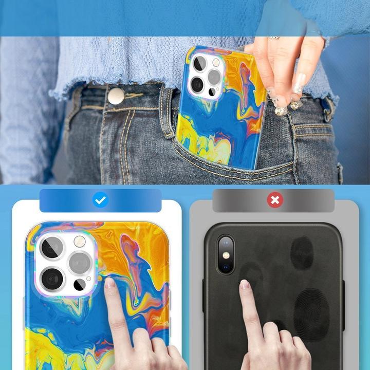 Image du produit Kingxbar Watercolor Series étui couleur pour iPhone 12 Pro Max jaune-bleu (Apple iPhone 12 Pro Max)