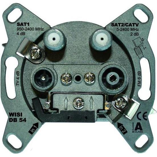 WISI Antennendose Stich 4-Loch Twin DB54 2xSAT,1xTV,1xFM 5-2400MHz 5,5dB, Telefon Zubehör