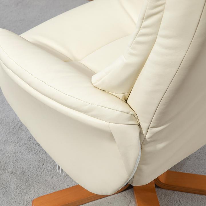 Actual product image Homcom Relaxsessel mit Hocker Kunstleder, Holz Cremeweiss
