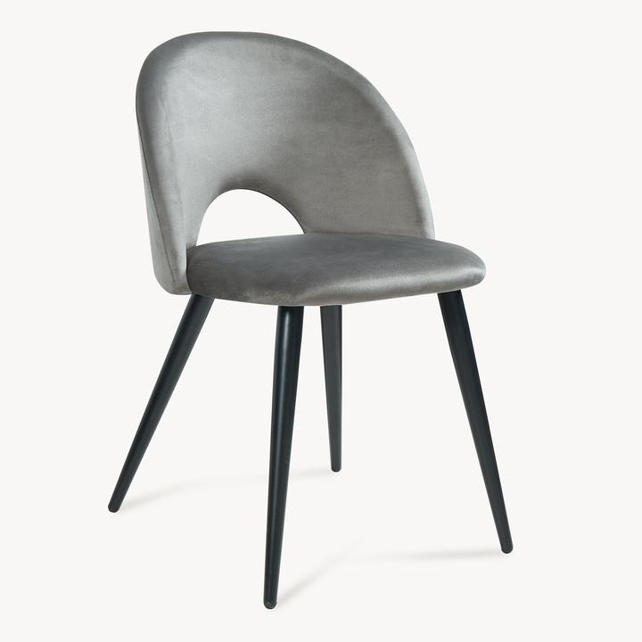 Image du produit En.Casa Esszimmerstuhl Karijoki 6er Set Samt Grau/Schwarz
