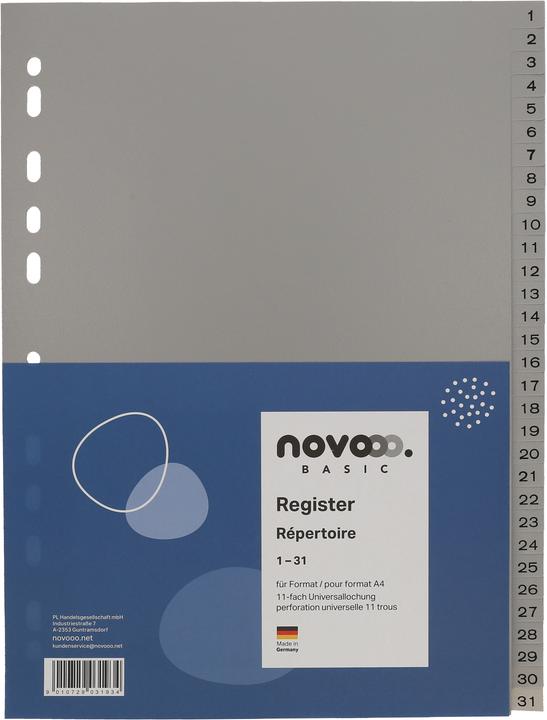 Produktbild Novooo Register PP grau A4