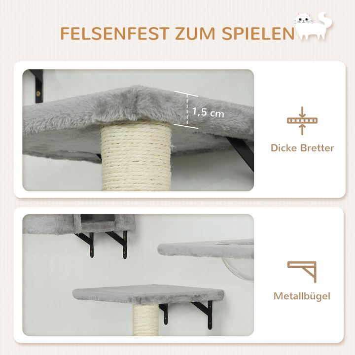 Produktbild PawHut Kletterwand Set (Grau+Cremeweiss)