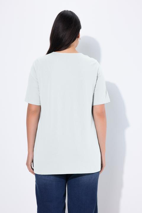 Immagine prodotto Ulla Popken T-shirt dal taglio svasato con scollo a tunica e mezze maniche (42, 44)