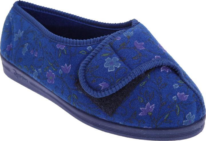 Actual product image Comfylux Davina Slippers With Velcro And Floral Pattern Extra Wide Fit (36)