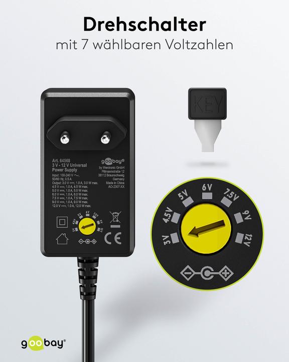 Image du produit Goobay Universal-Netzteil 3 V - 12 V