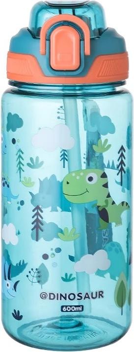 Produktbild ASMI Kinder Trinkflasche, Wasserflasche mit Strohhalm Dino (0.60 l)