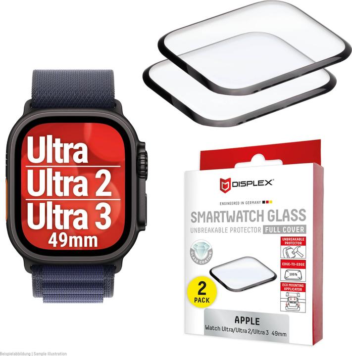 Displex Full Cover Schutzfolie, Full Cover Watch Glass, Doppelpack