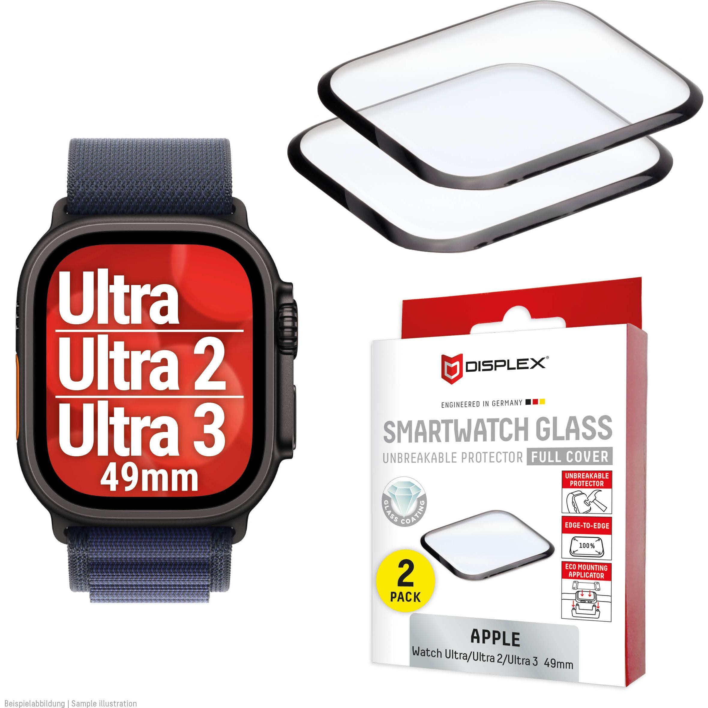 Displex Full Cover Schutzfolie, Full Cover Watch Glass, Doppelpack, Accessori per smartwatch, Trasparente