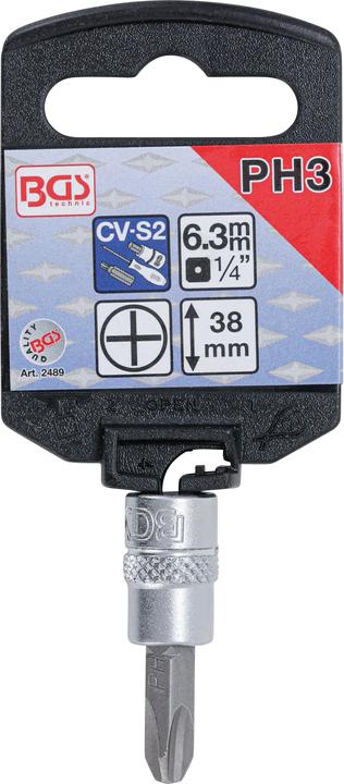 Image du produit BGS Douille à embouts 6,3 mm (1/4") cruciforme PH3 (Carré intérieur)