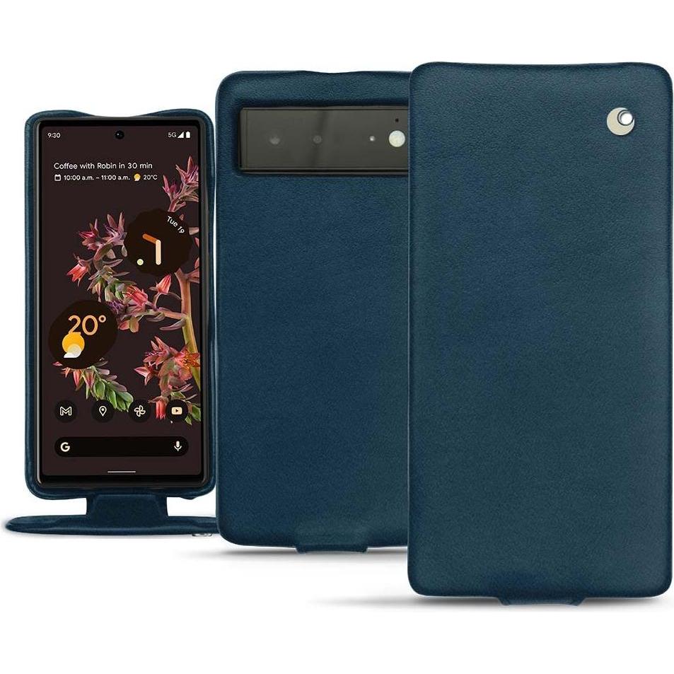 Noreve Lederschutzhülle vertikal (Google Pixel 6), Smartphone Hülle, Blau