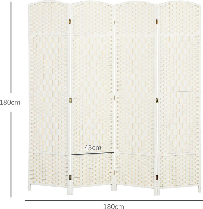 Actual product image Homcom Paravent Polypropylen, Kiefernholz Weiss
