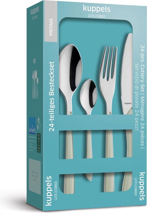 Immagine prodotto Kuppels Set di posate 24 pezzi grigio chiaro 2214 Prisma (24 Pezzo/i, Set di posate)